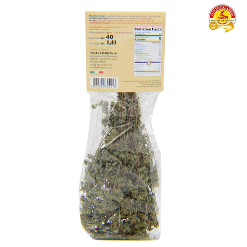 TUTTOCALABRIA Dried Calabrian Oregano on the Stem - 40 g, All Natural, Product of Italy