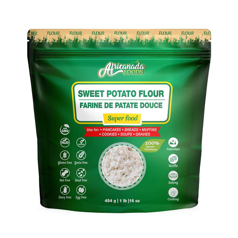 Africanada Foods 454g (1 lb) All-Natural Sweet Potato Flour Gluten-Free, Non-GMO, Vegan | Ideal for Baking, Cooking
