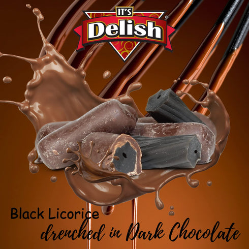 5 lbs Chocolate Covered Black Licorice Bits by Its Delish, Bag Bulk | Black Licorice Bites Coated in Dark Chocolate