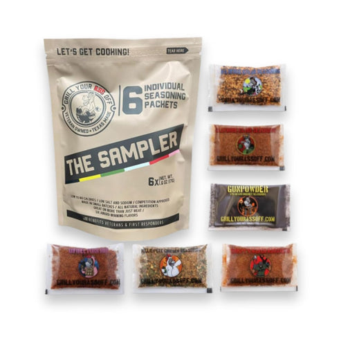 Grill Your As* Off Sample Pack Spices and Seasonings, 6 Pack BBQ & Grill Seasoning for Beef, Pork & Chicken
