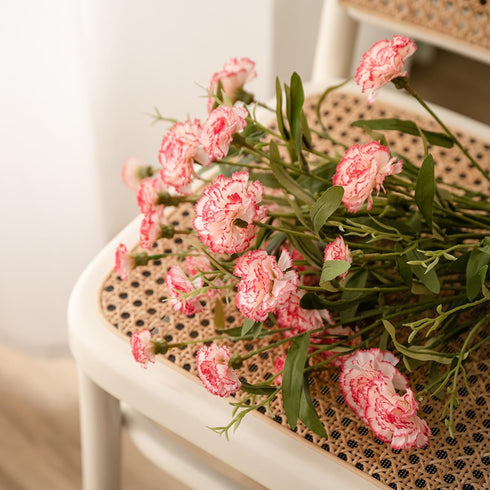 HXSCOO Carnation Simulation Bouquet Vase Flower Arrangement Plastic Flower Decoration Flower Dining Room Living Room