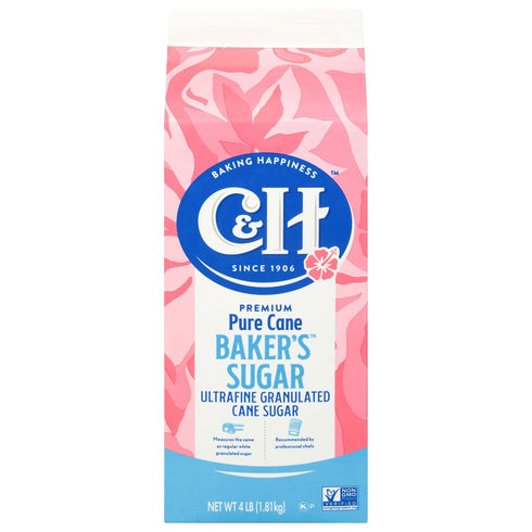 C&H Sugar Baker's Sugar, Pure Cane Ultrafine, 4 Pounds