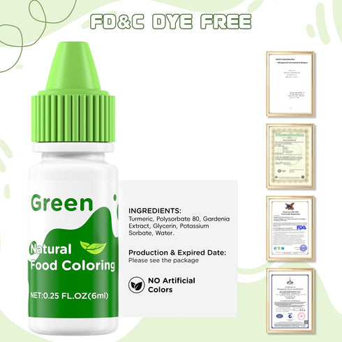 Wayin Set 6 Natural Food Coloring Liquid - Vibrant Color Food Grade