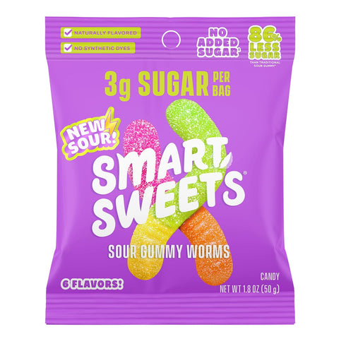 SmartSweets Gummy Worms, Gluten Free Gummies, Healthy Snacks for Adults & Kids,