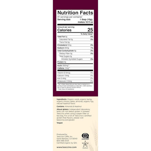 Pack 11 (Pack 3) Teeccino Herbal Coffee Variety - Hazelnut, Mocha and Java - Ground Herbal Coffee Thats Prebiotic