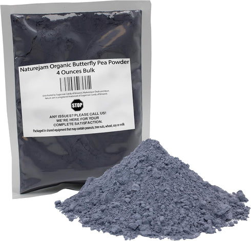 Naturejam ORGANIC Butterfly Pea Powder 4 Ounces BULK-Premium Culinary Grade For Smoothies