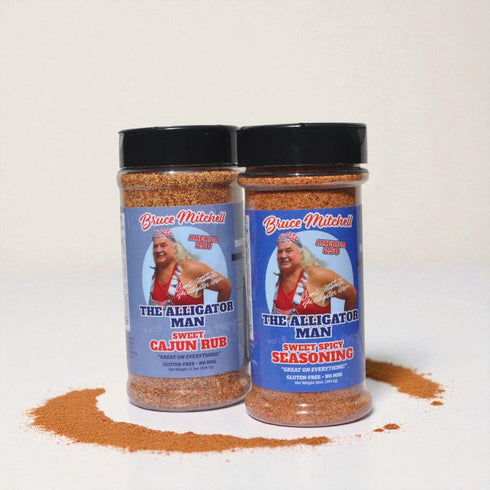 Bruce Mitchell Multi-Pack 2 Pack (12.3oz 10oz) , The Alligator Man, Sweet Cajun Rub & Sweet Spicy Seasoning -