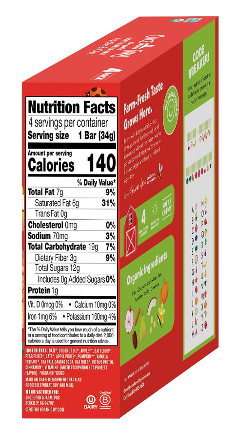 Multipack, 4pk Once Upon a Farm Organic Soft Baked Kids' Bar Apple & Oat