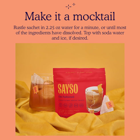 SAYSO Cocktail Tea Bags - Old Fashioned Cocktail Mix - Instant Mixers for Home Bar Accessories