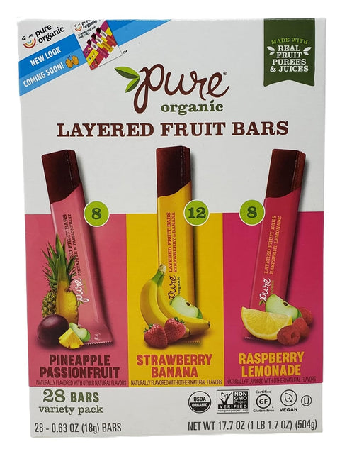 28 56 Pack 84 Pack (56) CC Goods Pure Organic Layered Fruit Bars - Pineapple Passion Fruit, Strawberry Banana