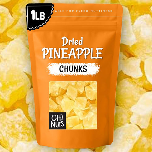 1 lb Oh! Nuts Dried Pineapple Chunks - Dried Pineapple - Pineapple Dried Fruit - - Dehydrated Fruit with Less Sugar