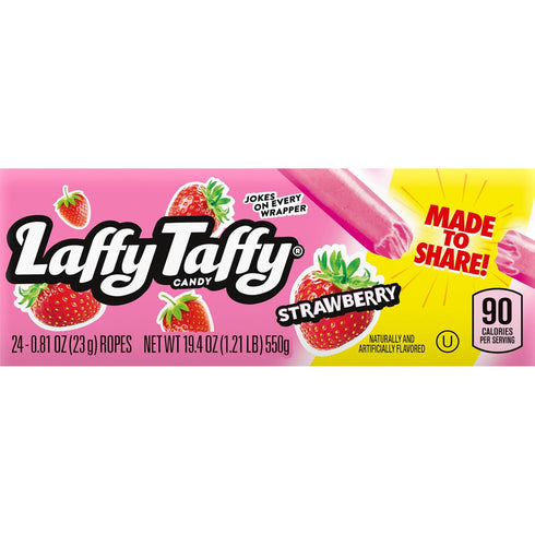 0.81 (Pack 24) Laffy Taffy Rope Candy, Strawberry Flavor, Ounce Ropes