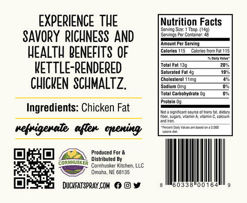 Cornhusker Kitchen 1.5lbs Premium Rendered Tub (Chicken Fat)
