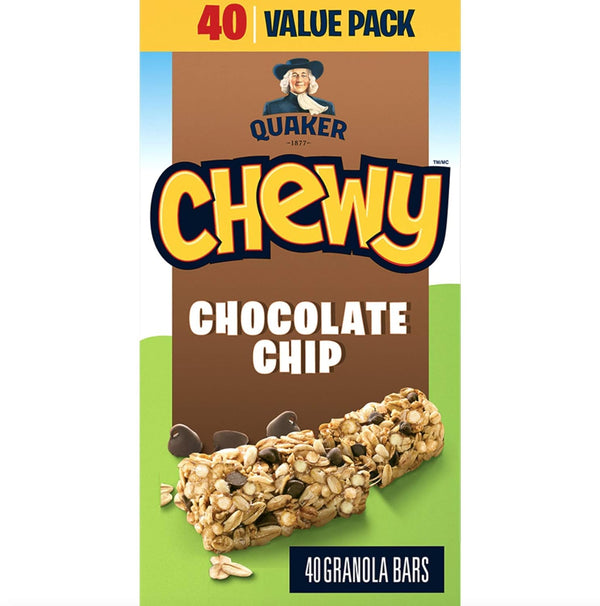 QUAKER CHEWY Chocolate Chip Granola Bars, 960g/33.9 oz., (40 Count) {Imported from