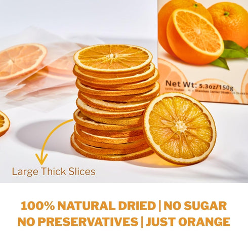 5.29oz 6g 7cm 26 Dried Orange Slices for Cocktails Dehydrated Orange Slices, Large Center-Cut Dried Citrus Slice