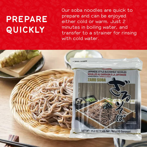 900g/31.8oz (10 Shirakiku Zaru Soba Noodles | Japanese Style Dried Buckwheat Flavor Instant Noodles | Contains Wheat