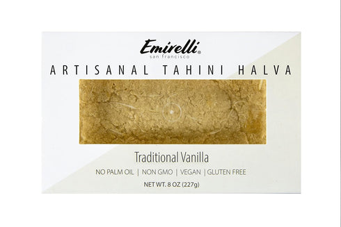 Emirelli Artisanal Halva Dessert – Authentic Middle Eastern Candy, Vegan 55%-Tahini Halwa, Pack of 1