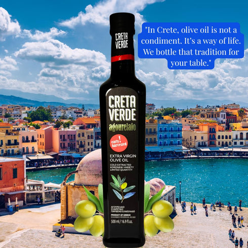 500ml Creta Verde Agourelaio Extra Virgin Olive Oil | Early Harvest Greek Olive Oil | Cold-Pressed, Handpicked, High