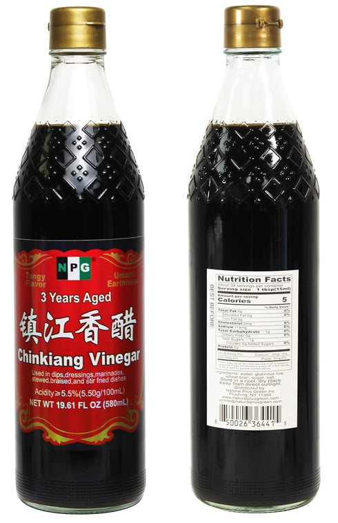 19.61 Oz (580ml), 3 NPG Chinkiang Vinegar Fl Years Aged Zhenjiang Black Rice Vinegar, Naturally Brewed Chinese Black