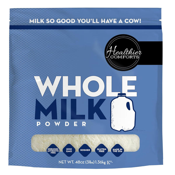 Healthier Comforts Whole Milk Powder | Shelf Stable | Kosher, Gluten Free,