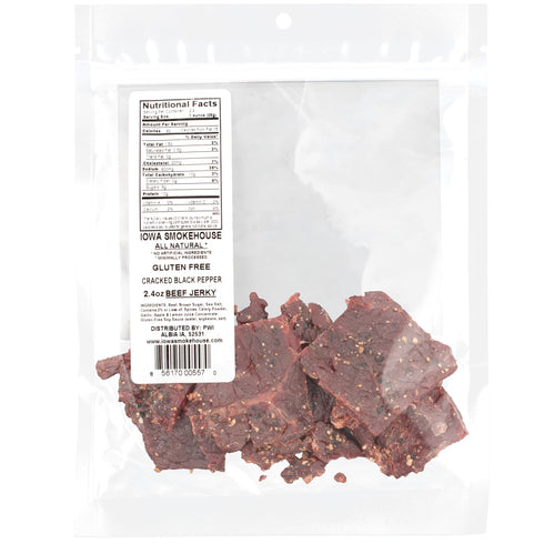 11g 2.4 Oz IOWA SMOKEHOUSE Ranch Hand Beef Jerky, Cracked Black Pepper - Choice Cut Meat - All Natural & Gluten Free