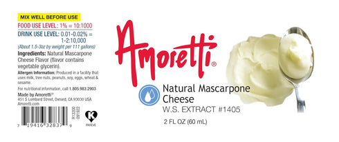 2 oz Amoretti - Natural Mascarpone Cheese Extract Water Soluble - Highly Concentrated & Perfect For Pastry, Savory