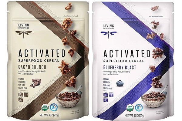 Living Intentions Gluten Free Superfood Probiotic Cereal 2 Flavor Variety Bundle: (1) Blueberry Blast,