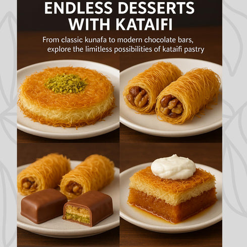 Set, (3.5 oz) 30% (7 oz) Jatisse Pistachio Cream & Dried Kataifi Dessert Kit Premium Middle Eastern Pastry Vegan