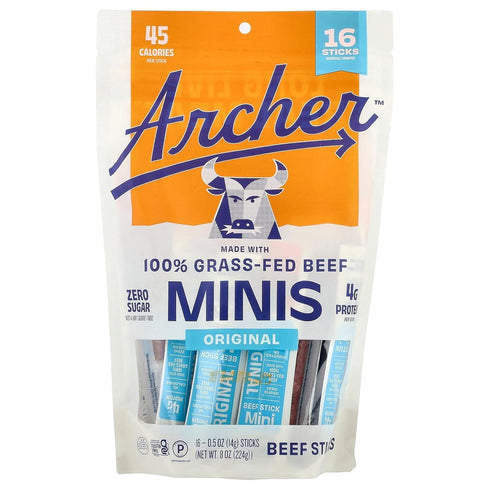 Country Archer, Jerky Sticks Mini Beef Original 16 Count, 8 Ounce