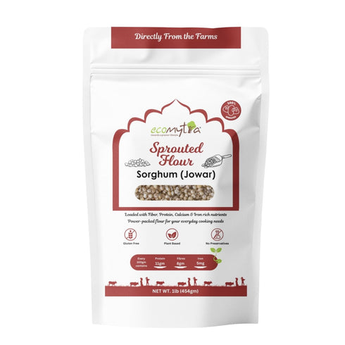 Ecomytra Sprouted Sorghum Flour (Jowar) Gluten Free Ancient Grain 100% 00% Sprouted Great