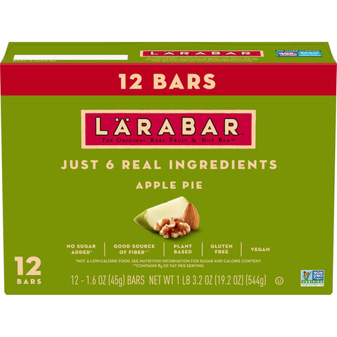 12 19.2 oz Larabar Apple Pie, Fruit and Nut Bars, Gluten Free and Vegan, Ct