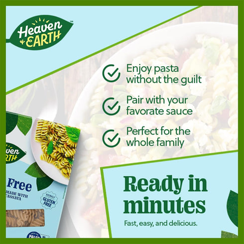 8oz (3 Pack) Heaven & Earth Grain Free Pasta, Cassava Fusilli Pasta, | Paleo Pasta | Vegan | Certified Gluten Free |