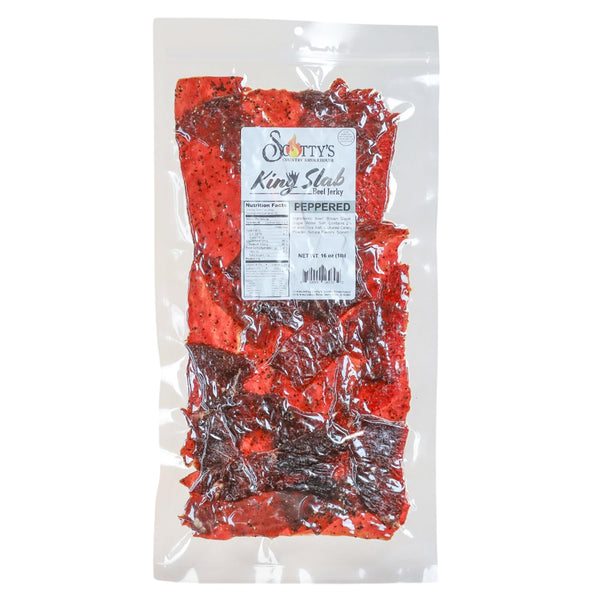 Scotty's Scottys Country Smokehouse King Slab -Peppered, Beef Jerky, 16 oz Large Bulk