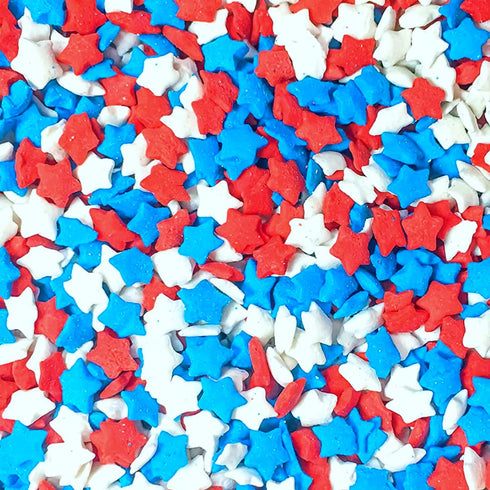 Sprinkle Deco Patriotic 4th of July Red White & Blue Edible Sugar Star Sprinkles for Cakes and Cupcakes, 4 oz