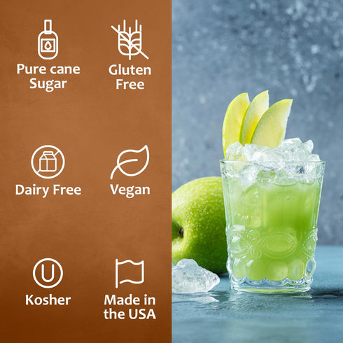 25.4 oz, Syruvia Green Apple Syrup, Flavored Syrup for Drinks, Cocktails, Lemonades, Iced Teas, and Desserts fl
