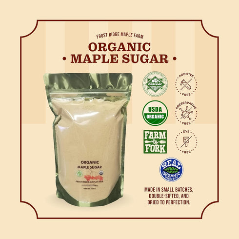 16 oz. Frost Ridge Maple Farm Powdered Granulated Organic Maple Sugar, Grade A