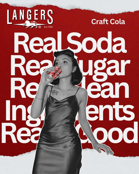 12 Oz (Pack 12) Langers Zero Craft Cola with Stevia, No Weird Stuff, Fl