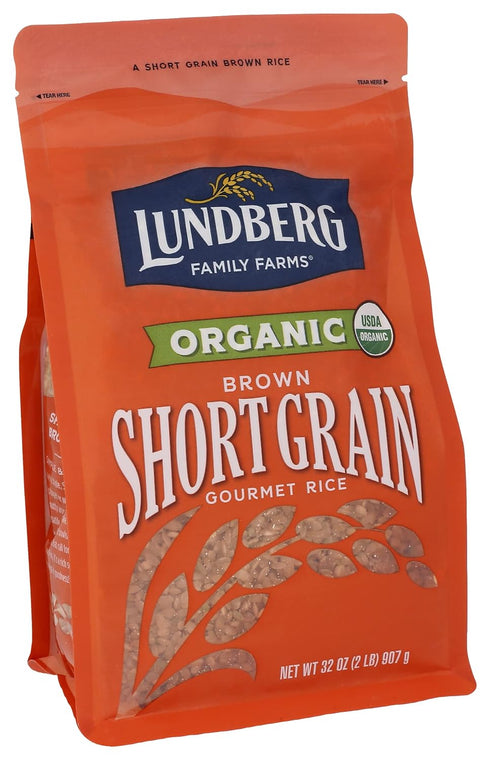 100% (32 oz, 2-Pack) Lundberg Family Farms - Organic Brown Short Grain Rice, Subtle Nutty Aroma, Clings When Cooked