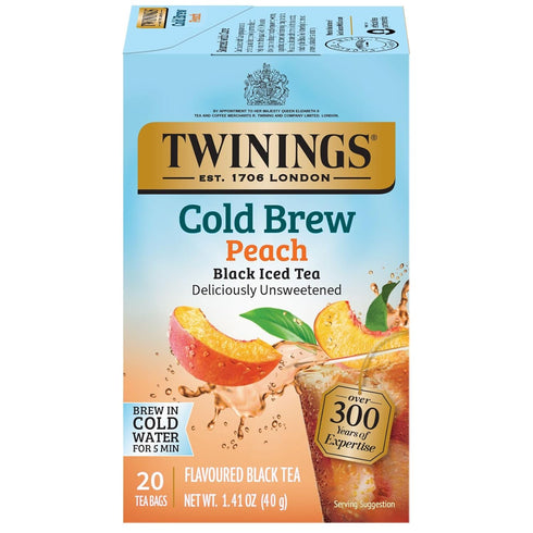 Twinings Peach Cold Brew Iced Tea Bags, 20 Count (Pack of 1),