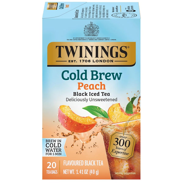 Twinings Peach Cold Brew Iced Tea Bags, 20 Count (Pack of 1),