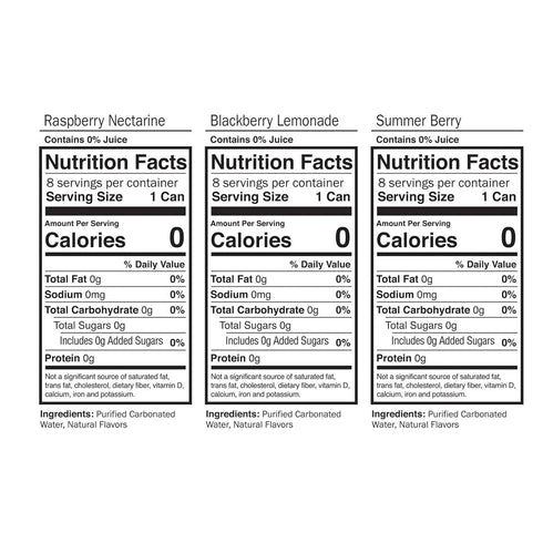 Voodoux Sales Pack 24 Pack Summer Waterloo Sparkling Water Variety Raspberry Nectarine - Blackberry Lemonade - Berry