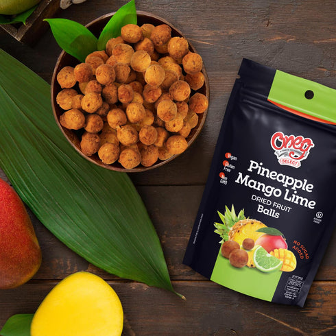 1.76oz 2 Pack Oneg Dried Fruit Balls, Bag, of Healthy Snacks Pineapple Mango Lime, Perfect Snacks for Kids Lunchbox