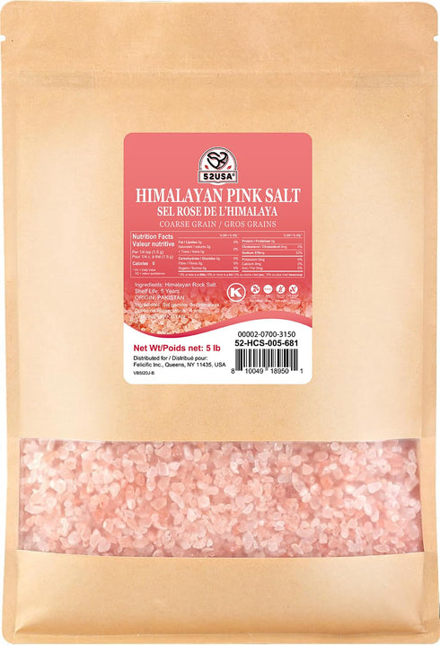52USA Himalayan Pink Salt, Coarse Grain, 80 oz (5 Pound), Pink Himalayan