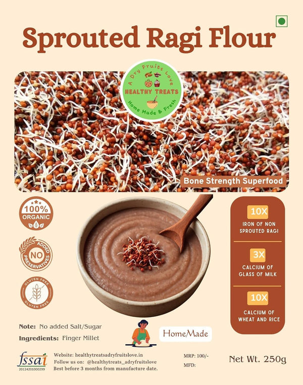 Generic Sprouted Finger Millet (Ragi) Flour | Pre-Soaked Grain Powder | 250g