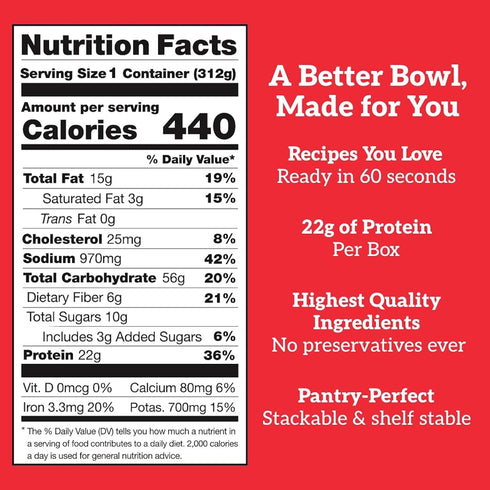 22g 11 oz (Pack 6) Born Simple Ready to Eat Meals with Sporks, Thai Style Chicken Bowl, Improved Recipe - Protein