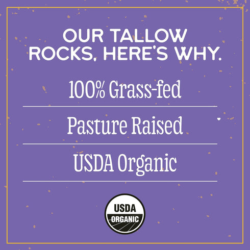 100% Mariannes Organic Beef Tallow: Grass-Fed Cooking Fat for Roasting, Frying & High-Heat Cooking, Rich Savory Flavor