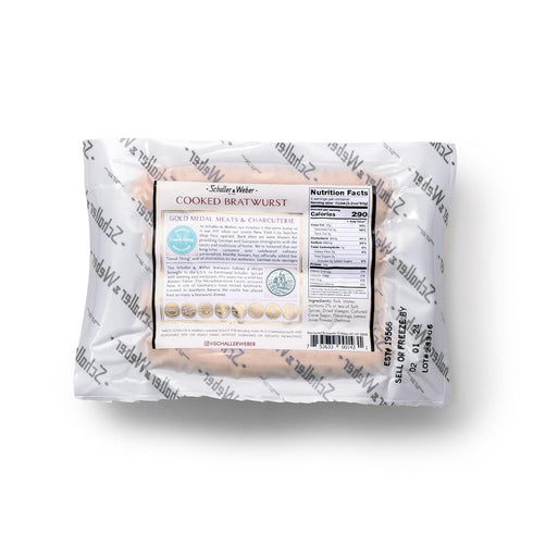 12 oz Schaller & Weber Cooked Bratwurst Traditional German Style Sausage Links Fully Cooked Ready to Eat Gluten Free