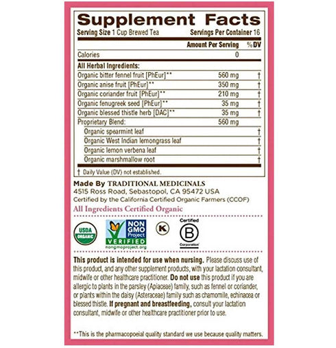 (16 Count (Pack 4)) Traditional Medicinals Organic Mothers Milk Herbal Tea, Promotes Healthy