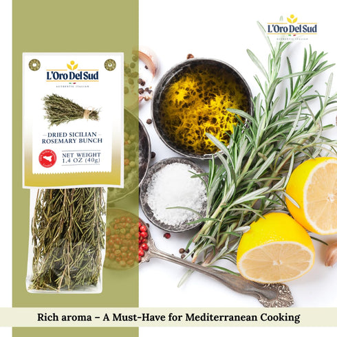 1.4 oz (40 Whole Rosemary Bunch, g), Rosemary Stems, Fresh Grown in the Mountains of Sicily, Italian, Sicilian Dried