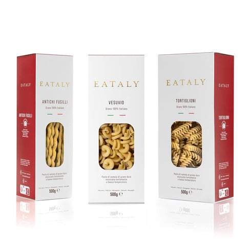 Eataly Curly & Wavy Set Pasta Bundle Pack- Antichi Fusilli, Vesuvio &